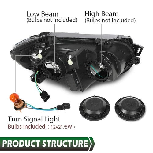 Solid Spare Fit For 12-16 Chevrolet Sonic Chrome Bezel Headlight Lamp Left Driver Side