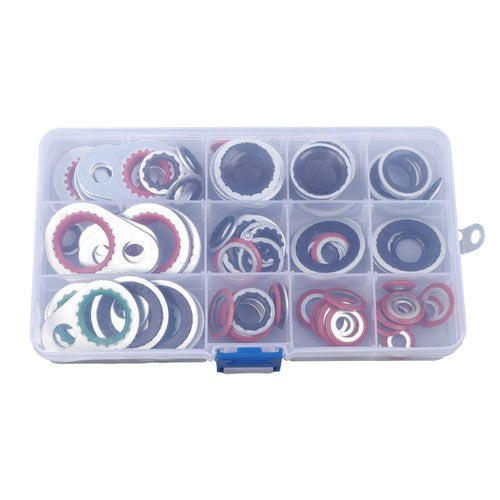 Solid Spare 95-Piece Premium A/C Compressor Gasket Seal Kit with 12 Different Sizes Included