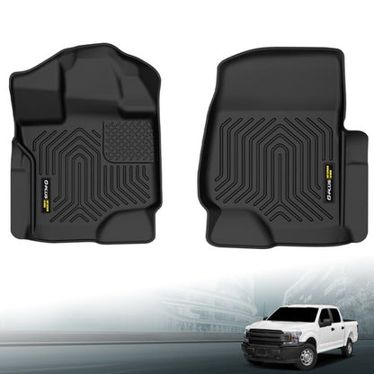 Solid Spare Fit For 2015-2025 Ford F-150 Super Crew Cab TPE Front Row Floor Mats Liners