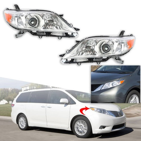 Solid Spare Fit For 2011 2012 2013 Toyota Sienna Headlight Pair Lamps Set LH&RH Replacement