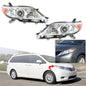 Solid Spare Fit For 2011 2012 2013 Toyota Sienna Headlight Pair Lamps Set LH&RH Replacement