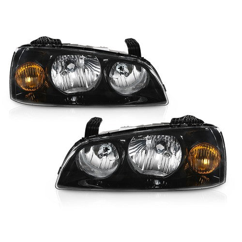Solid Spare Fit For 2004-2006 Hyundai Elantra Clear/Black Headlights Assembly Left+Right