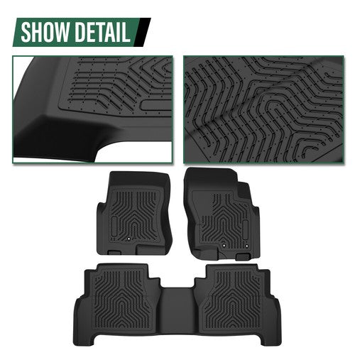 Solid Spare Fit For 2008-2021 Nissan Frontier Crew Cab All Weather TPE Floor Mats Liners