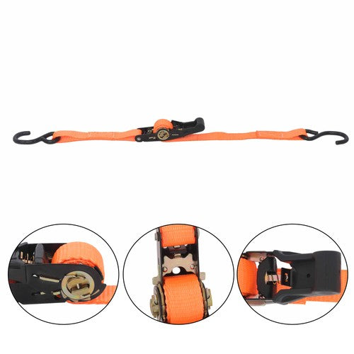 Solid Spare 2 Pack Ratchet Strap Polyester Orange Fracture Strength 2400lbs 1in*4ft S Hooks