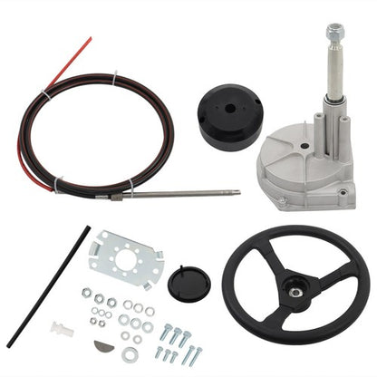 Solid Spare 14 Ft Boat Rotary Steering System Outboard W/ 12.4" Wheel Kit Marine SS13714 NEW