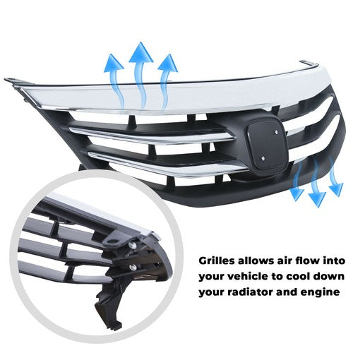 Solid Spare For 2011 2012 Honda Accord Chrome Radiator Bumper Grille Front Upper Grill