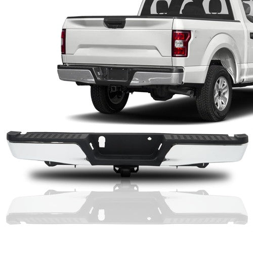 Solid Spare For Ford F-150 2015 2016-2020 Chrome Steel Rear Step Bumper Assembly w/ Max Tow