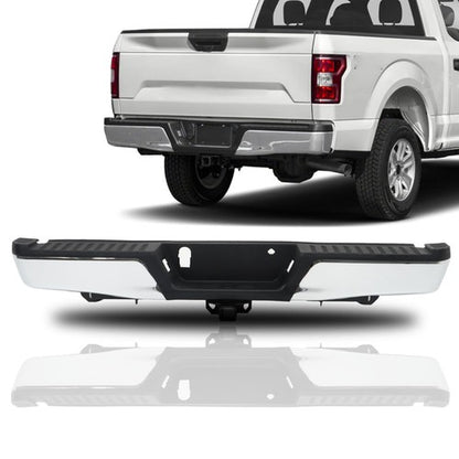 Solid Spare For Ford F-150 2015 2016-2020 Chrome Steel Rear Step Bumper Assembly w/ Max Tow