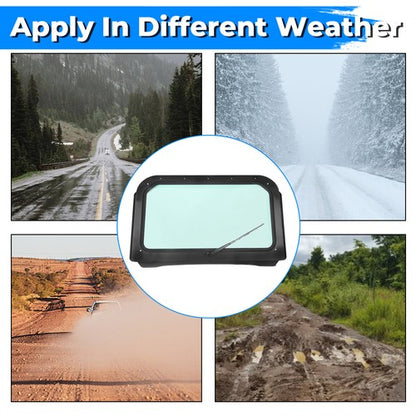 Solid Spare For 2008-2014 Polaris RZR 570 800 XP 900 Full Glass Windshield With Wiper Black