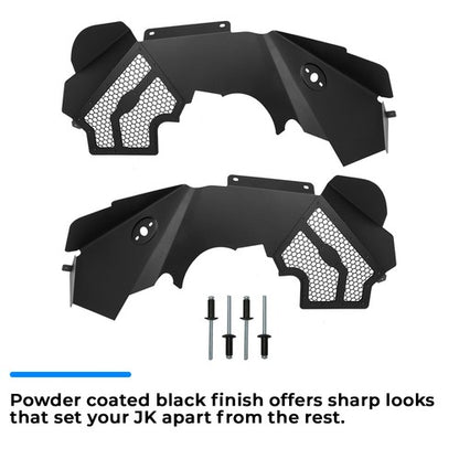 Solid Spare Front Inner Fender Liners Flares Aluminum For 2007-2018 Jeep Wrangler JK JKU