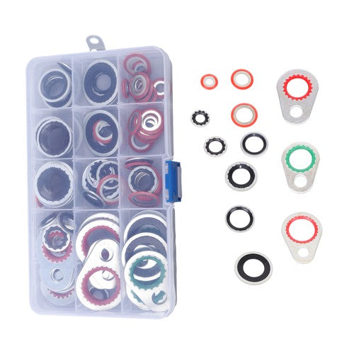 Solid Spare 95-Piece Premium A/C Compressor Gasket Seal Kit with 12 Different Sizes Included