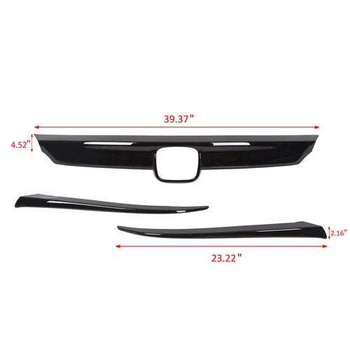 Solid Spare ABS Glossy Black Lip Front Grille Cover Moulding Trim For Honda Accord 2018-2020
