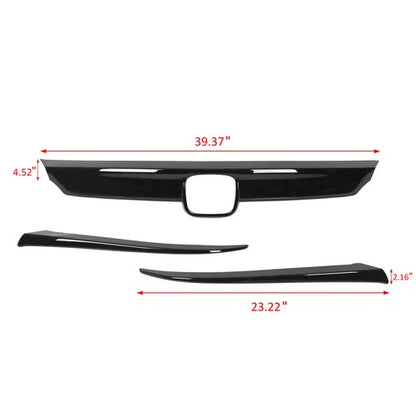 Solid Spare ABS Glossy Black Lip Front Grille Cover Moulding Trim For Honda Accord 2018-2020