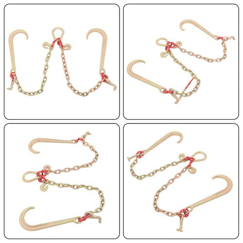 Solid Spare 5/16in*2ft G80 Chain Double Limb Hook Chain Fracture Strength 9260lbs T J Hook