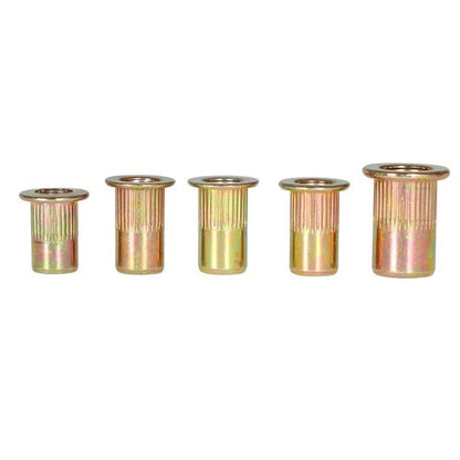 Solid Spare Zinc Steel Rivet Nut Kit 300 Pack Rivnut Nutsert Assort 150pcs Metric+150pcs SAE