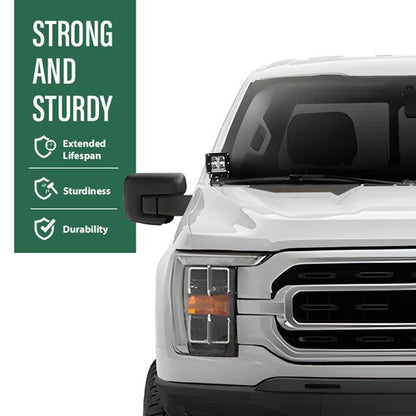Solid Spare LED Light Pod Hood Ditch Mounting Bracket Fit For 15-23 Ford F150 17-23 Raptor