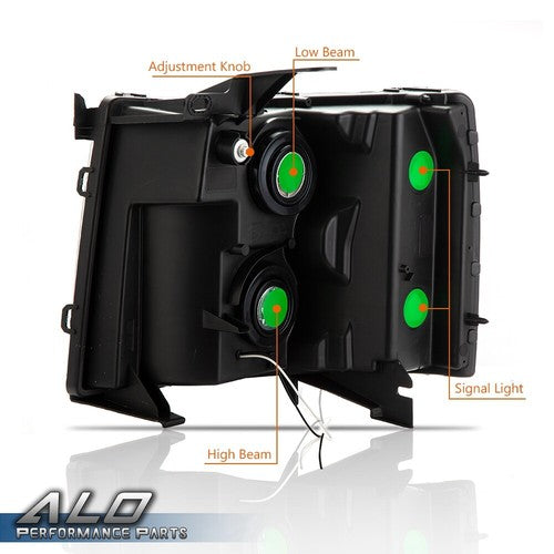 Solid Spare Fit For 07-14 Chevy Silverado 1500/2500/3500 LED DRL Strip Headlights Black