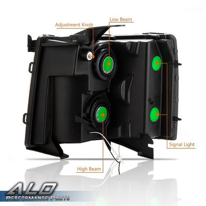 Solid Spare Fit For 07-14 Chevy Silverado 1500/2500/3500 LED DRL Strip Headlights Black