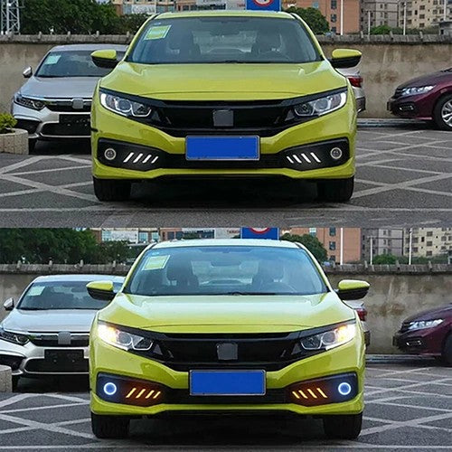 Pair LED DRL Daytime Turn Signal Fog Light Lamp Covers Fit 2019-2021 Honda Civic
