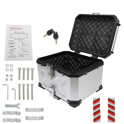 Solid Spare Motorcycle Aluminum Trunk Rear Top Case Luggage Tour Tail Tool Box Lock 45L USA