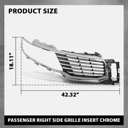 Solid Spare Front Upper Grille Insert Chrome Right Fit For 2016-2018 Lincoln MKX FO1200597