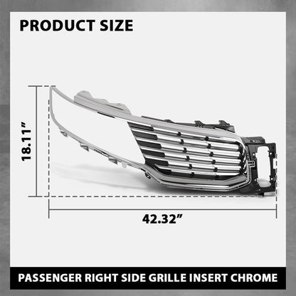 Solid Spare Front Upper Grille Insert Chrome Right Fit For 2016-2018 Lincoln MKX FO1200597