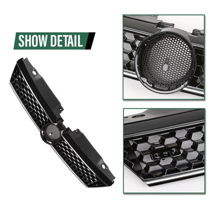 Solid Spare Fit For 2010-2014 VW Jetta Hex Front Bumper Upper Grille Grill w/ Chrome Trim