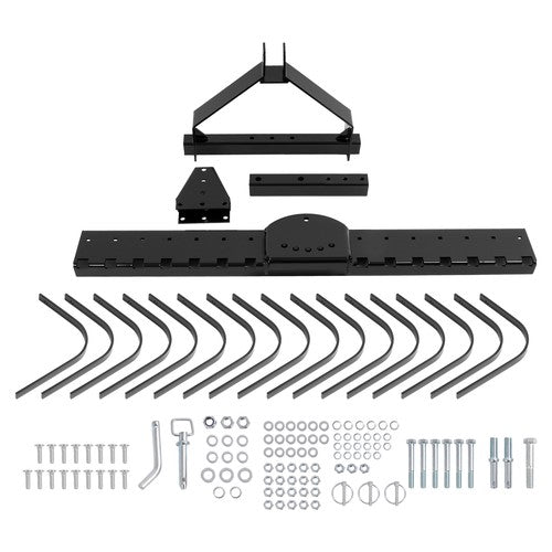 Solid Spare Cat 0 Tractor Hookup 3-Point Landscape Rake Black 50" Grass Comb Garden tools