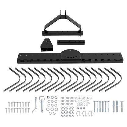 Solid Spare Cat 0 Tractor Hookup 3-Point Landscape Rake Black 50" Grass Comb Garden tools