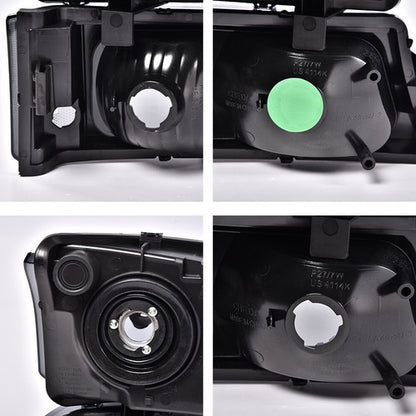 Solid Spare Smoked Clear Corner Headlights+Signal Bumper Lamp Fit For 03-07 Chevy Silverado