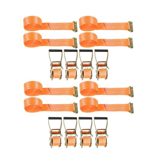 Solid Spare 4400 lbs 2" x 15' E-Track Ratchet Heavy Duty Straps Orange Tie Down Strap 8 Set