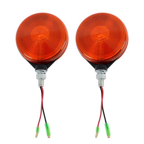 Solid Spare 12V Kubota Tractor Chrome Frame Amber Lens Warning Lamp Set Hazard Style