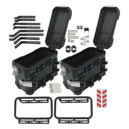 Solid Spare Motorcycle 45L Top Case Tail Box Luggage & 36L Side Case Hard Saddlebag Aluminum
