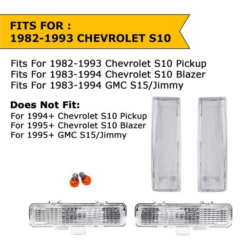 Solid Spare Front Corner+Bumper Signal Lights Parking Lamps FOR 83-94 Chevy Blazer&82-93 S10