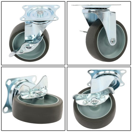 Solid Spare 8 Pack 3 Inch Universal Caster Wheels Heavy Duty Casters with Side Brake Grey