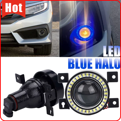 For 2016-2021 Honda Civic LED Blue Halo Projector Fog Light  Angel Eyes Ring DRL