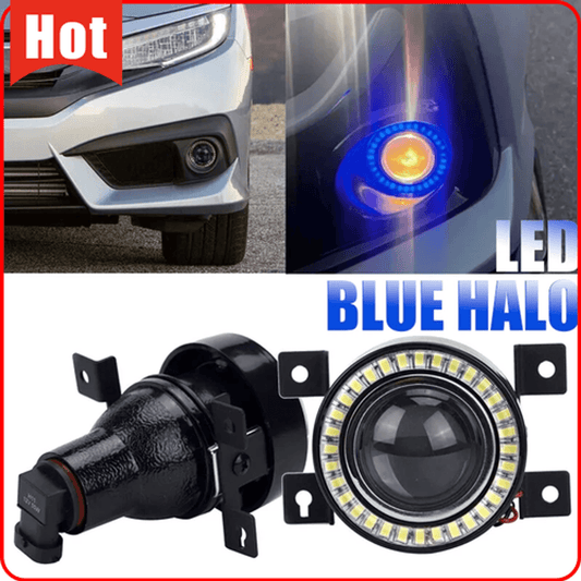 Solid Spare For 2016-2021 Honda Civic LED Blue Halo Projector Fog Light Angel Eyes Ring DRL