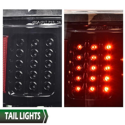 Solid Spare LED Black Tail Lights Rear Brake Lamps Left & Right Fit For 2009-2014 Ford F150