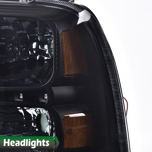 Solid Spare Smoke Lens LED DRL Headlights Fit For 05-07 Ford F250 F350 F450 F550 Super Duty