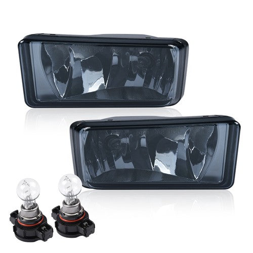 Solid Spare FIT FOR 07-13 CHEVY SILVERADO LEFT+RIGHT HEADLIGHTS +SMOKED FOG LAMPS BLACK