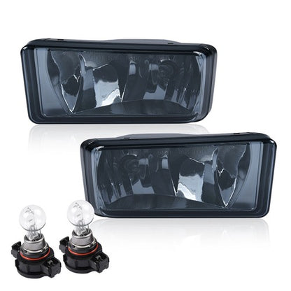 Solid Spare FIT FOR 07-13 CHEVY SILVERADO LEFT+RIGHT HEADLIGHTS +SMOKED FOG LAMPS BLACK