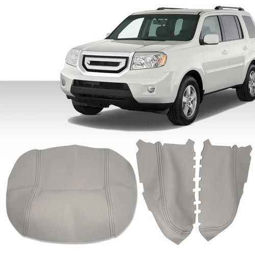 Solid Spare Fit For 09-2015 Honda Pilot Center Console+Front Door Armrest Cover Leather Gray