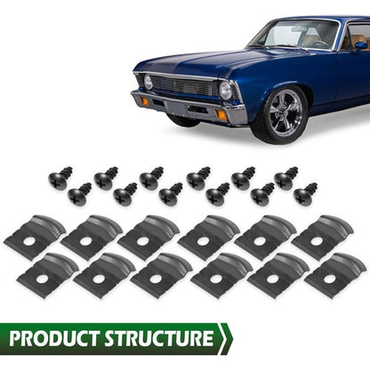 Solid Spare Fit For 1962-1972 GM Nova Impala 1" Tall Rocker Molding Clips & Screw 12Pcs