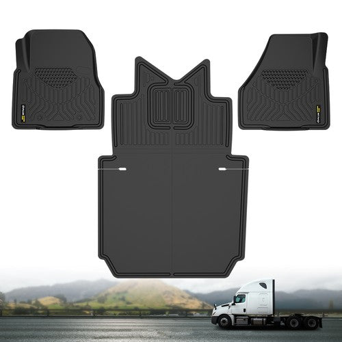 Solid Spare All Weather TPE Floor Mats Liners Fit For 18-25 Freightliner Cascadia 116 126