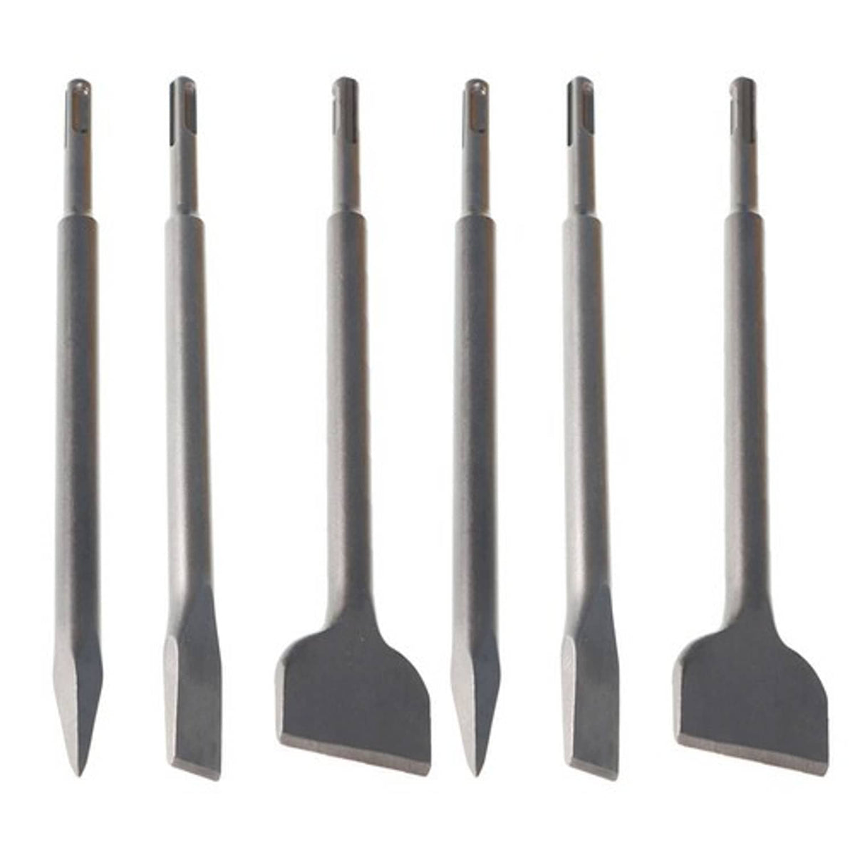 Solid Spare Concrete Drill Bit Set 6-Pack Includes Point Chisel + 20mm & 40mm Flat Chisel