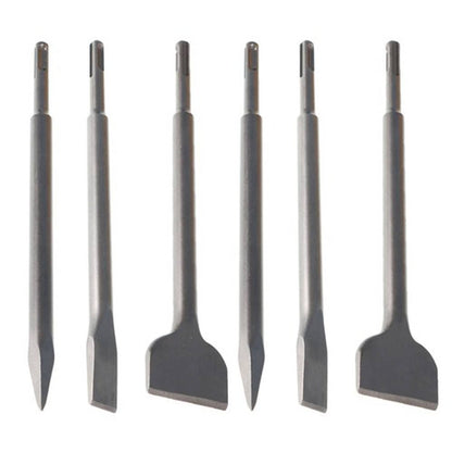 Solid Spare Concrete Drill Bit Set 6-Pack Includes Point Chisel + 20mm & 40mm Flat Chisel