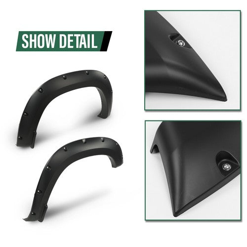 Solid Spare Fit For 2019-2023 Ram 1500 Smooth Black Pocket Rivet Bolt-on Fender Flares 4Pcs