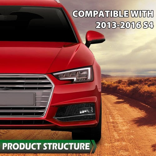 Solid Spare Bumper Fog Light Lamp Bezel Trim Fit For 13-16 Audi A4 Quattro B9 S4 S-Line