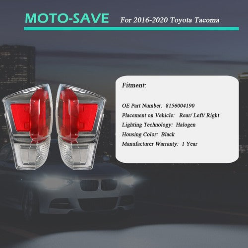 Solid Spare For Toyota Tacoma 2016-2020 Tail Lights Stop Brake Light Left & Right Side Pair
