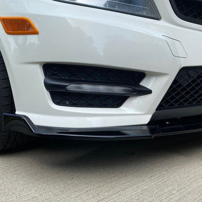 Solid Spare Gloss Black Front Bumper Lip Splitter For Mercedes Benz W204 Sport C Class 08-14